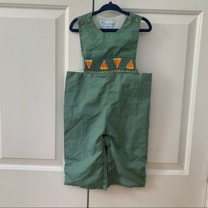Halloween romper  18M The Little Crane gingham candy corn unisex